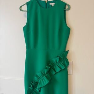 Green Mini Dress with Ruffle